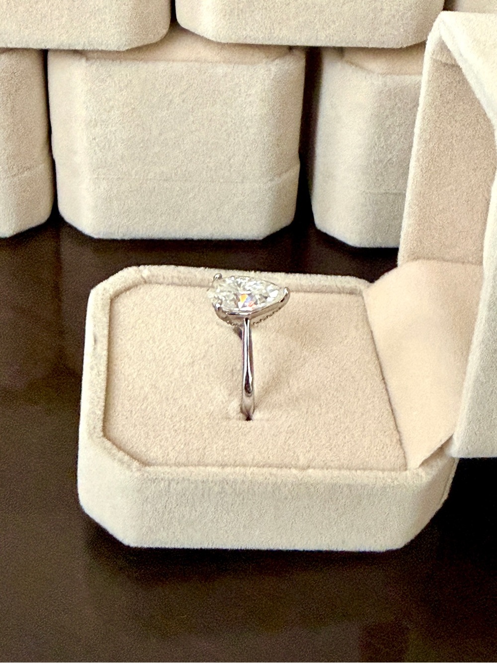 Pear-Shaped Moissanite Solitaire Engagement Ring 3 carats, sz 7, Sterling Silver - Picture 3 of 8